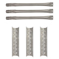 3-Pack BBQ Gas Grill Tube Burner & Heat Shield Plate Tent Replacement Parts for Master Forge 3218LTM - Compatible Barbeque Stainless Steel Pipe Burners & Flame Tamer, Guard, Deflector, Flavorizer Bar