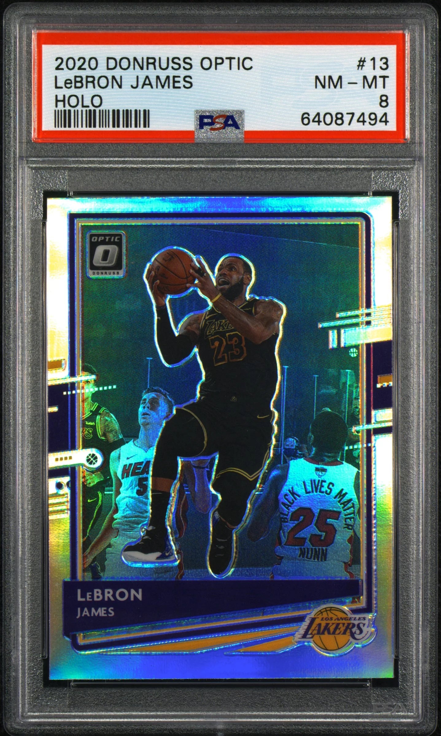 LeBron James Lakers 2020-21 Donruss Optic Holo Prizm Card #13 PSA 8 Near Mint