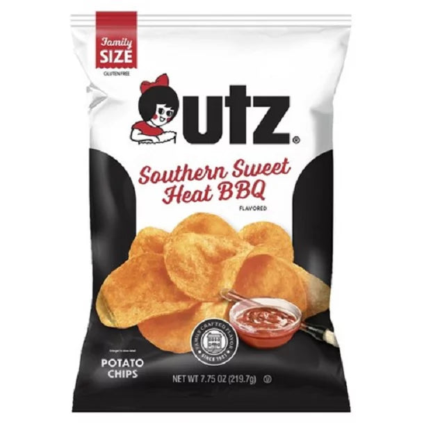 Utz Quality Foods Southern Sweet Heat BBQ Flavored Potato Chips, 6-Pack Family Size Bags