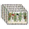 CounterArt Plaid Snowmen 4-Pack Reversible Flexible Plastic Tabletop Placemats