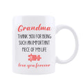 Funnil Grandma Ceramic Coffee Mug-Grandma,Thank You for Being Such An Important Piece of My Life Mug,Grandma Tea Cup from Grandkids, Granddaughter, Grandson,Best Birthday Mothers Day Present
