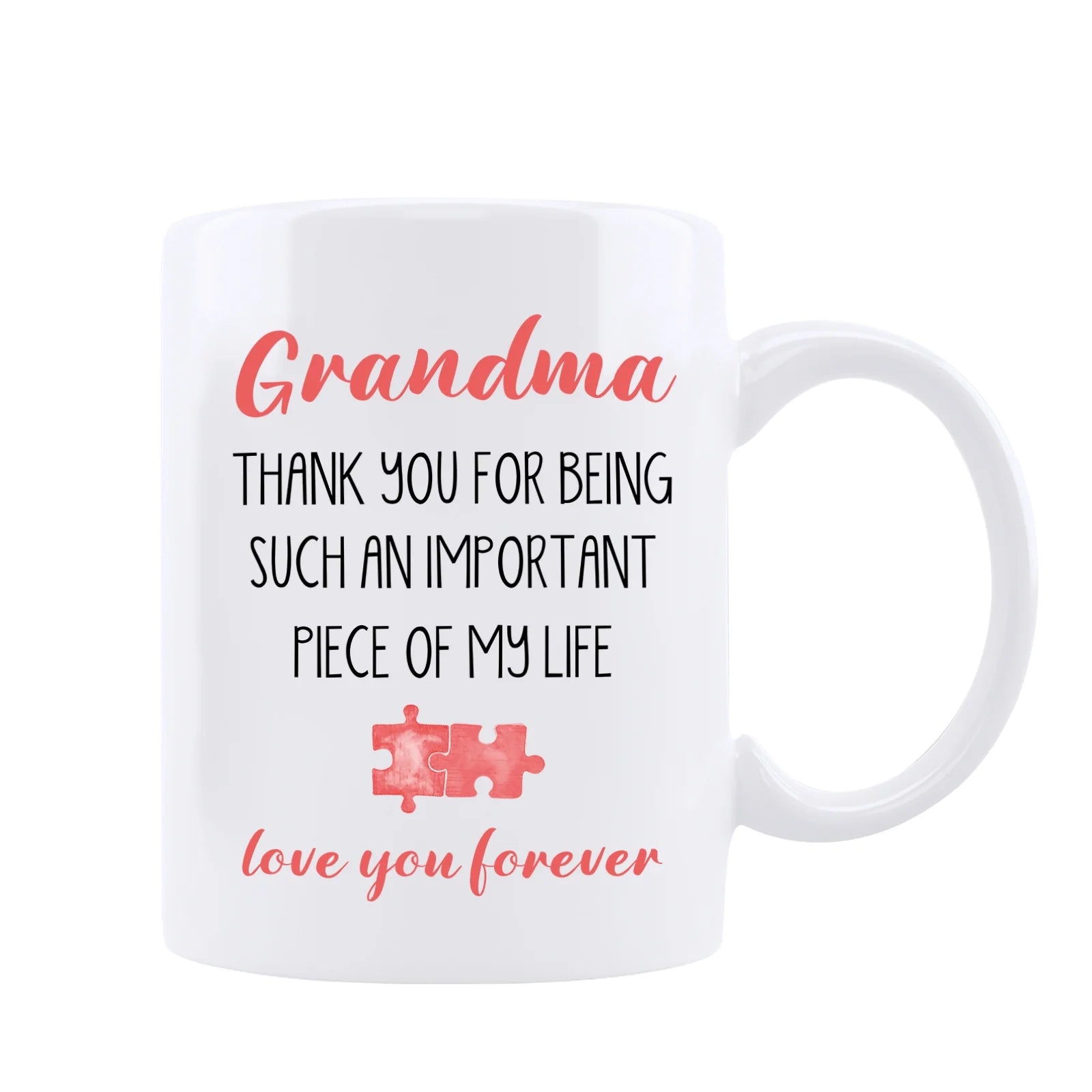 Funnil Grandma Ceramic Coffee Mug-Grandma,Thank You for Being Such An Important Piece of My Life Mug,Grandma Tea Cup from Grandkids, Granddaughter, Grandson,Best Birthday Mothers Day Present