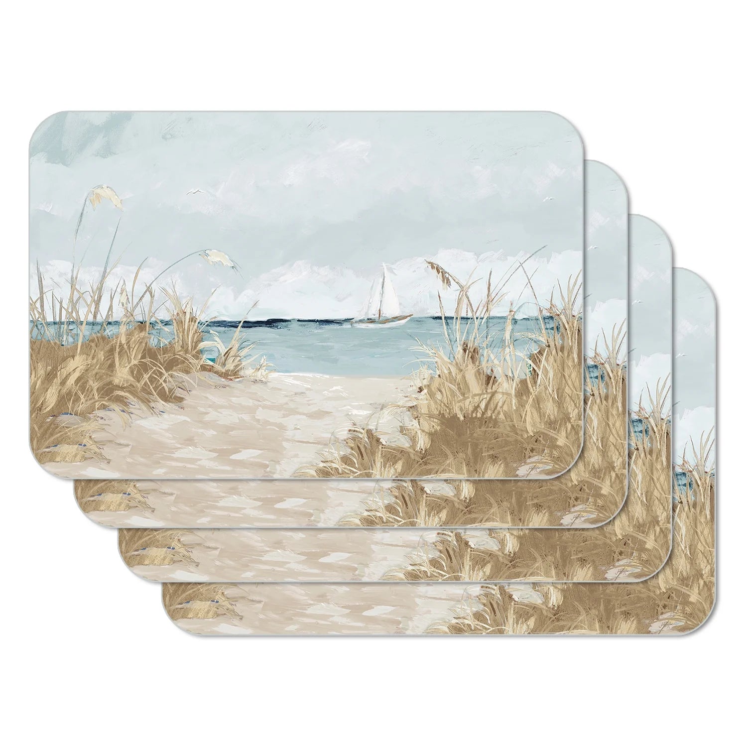 CounterArt Coastal Scenery 4-Pack Reversible Flexible Plastic Tabletop Placemats
