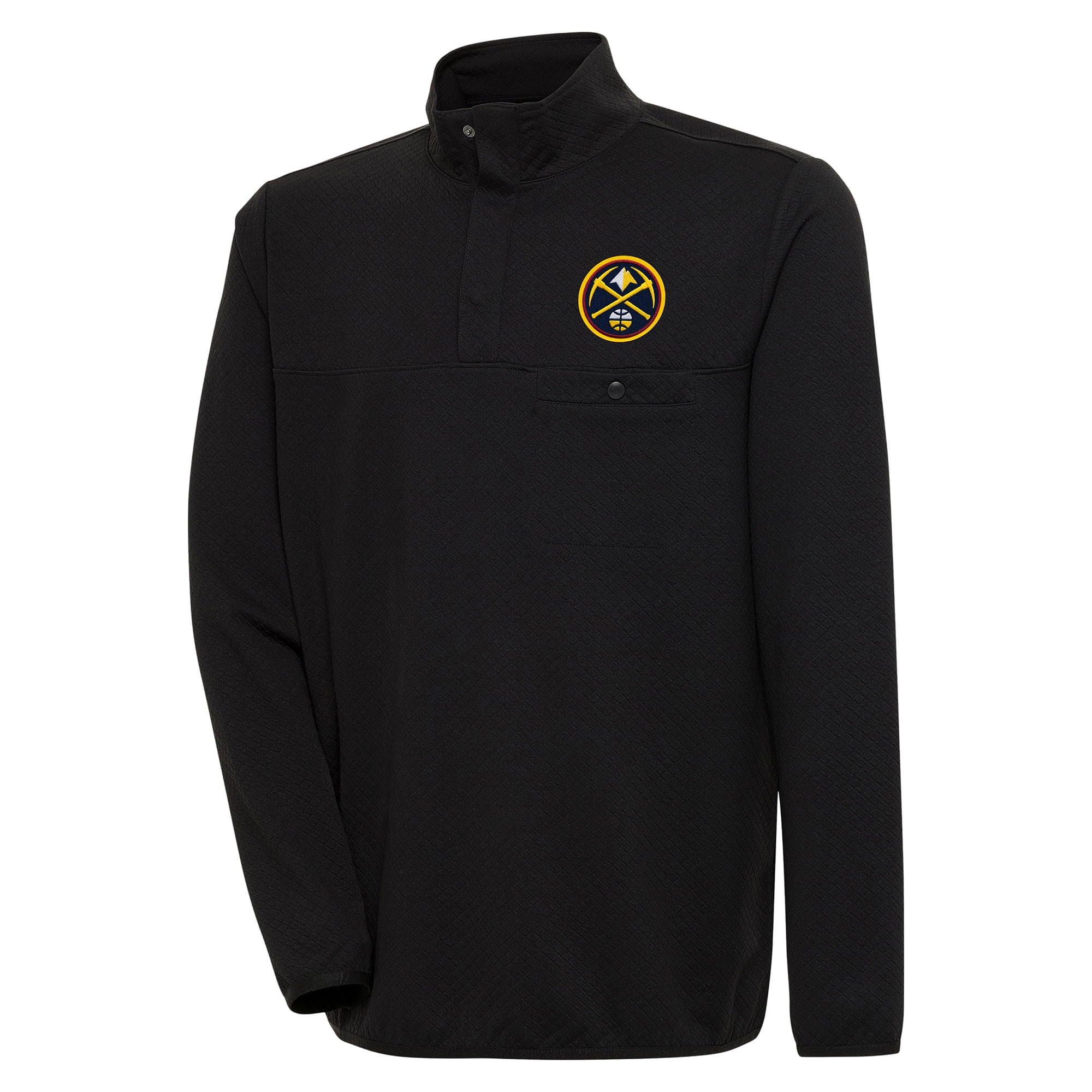 Men's Antigua  Black Denver Nuggets Steamer Quarter-Snap Pullover Top