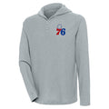Men's Antigua  Gray Philadelphia 76ers Strong Hold Long Sleeve Henley Hoodie T-Shirt