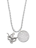 Delight Jewelry Silvertone Longhorn - Texas She is Clothed in Stength and Dignity Charm Necklace, 20+3