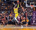 LeBron James Los Angeles Lakers Shot Over Wade Unsigned Photograph