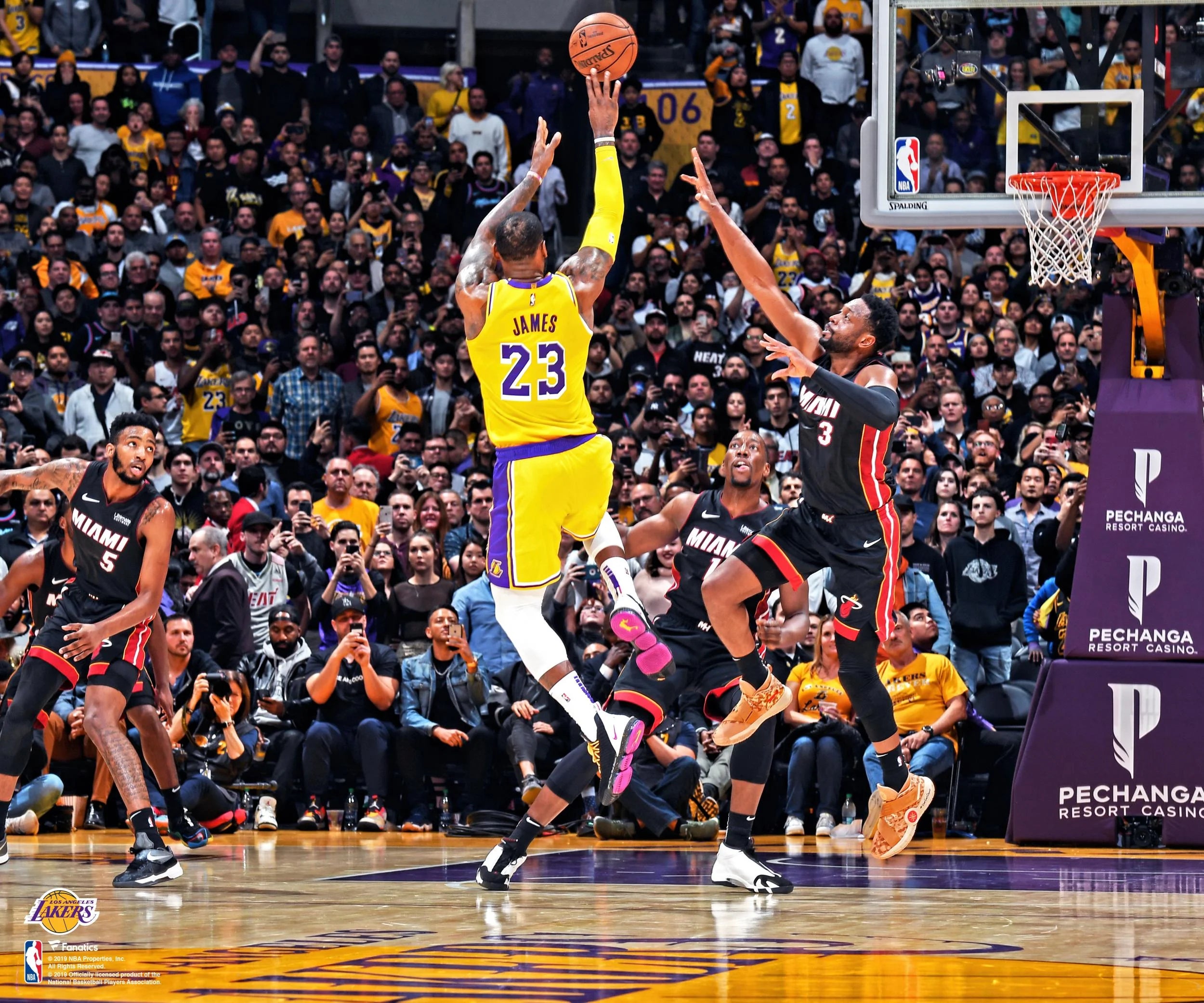 LeBron James Los Angeles Lakers Shot Over Wade Unsigned Photograph