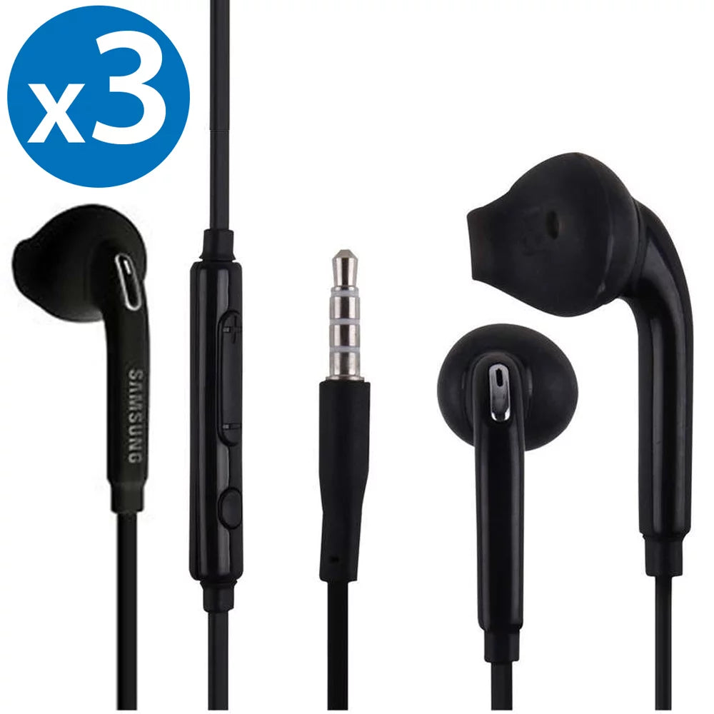 Samsung 3.5mm Earphones/Earbuds/Headphones Stereo Mic&Remote Control Compatible All Samsung Galaxy S6 Edge+/ S6/ Note 8/Note 9/ S8/S8+ S9/S9+ Compatible iPhone 6/6plus/6S/6S Plus/5S/5c [3Pack]