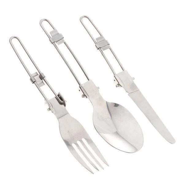 simhoa 6xFolding Cutlery Set Spoon Fork for Camping Picnic BBQ Tableware