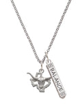 Delight Jewelry Silvertone Longhorn - Texas Silvertone Balance Bar Charm Necklace, 23