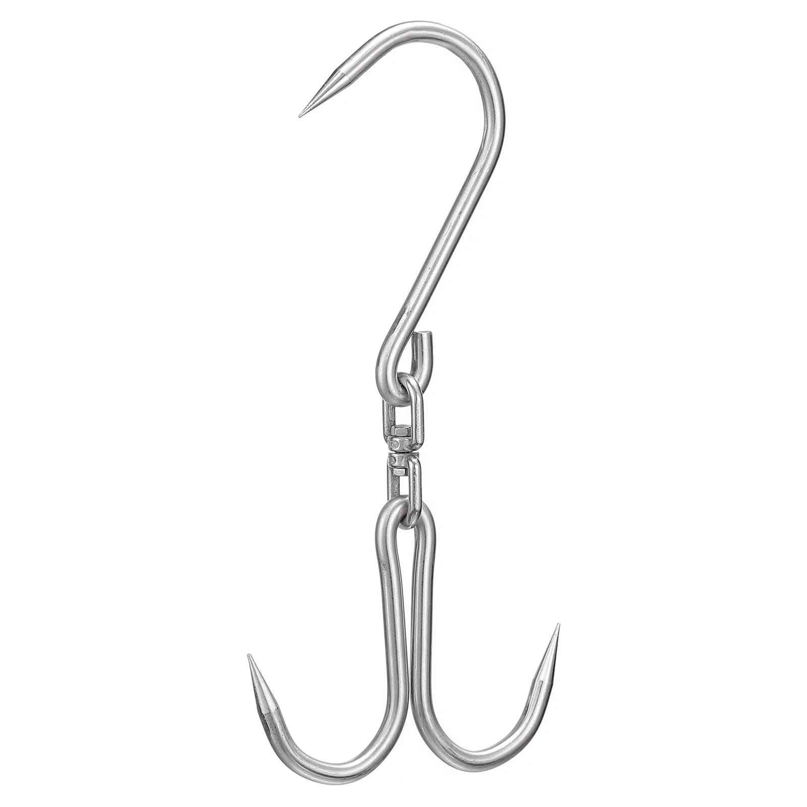Uxcell 12.8'' Double Meat Hooks, 0.39'' Thickness Stainless Steel Swivel Meat Hook