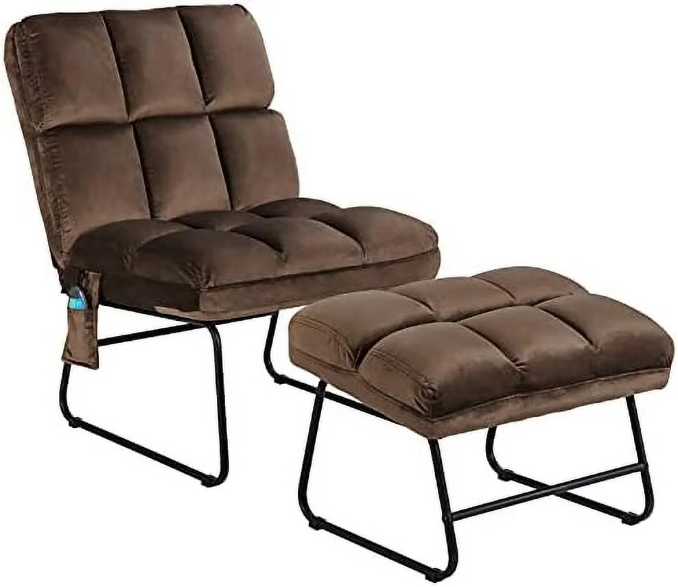 YFENGBO Massage Chair with Ottoman  5 Vibration Modes &amp; 4 Massage Motors  Tapping for Back &amp; Lumbar  Velvet Sofa with Remote Control  Side Pocket  Electric Massage Couch for Livin