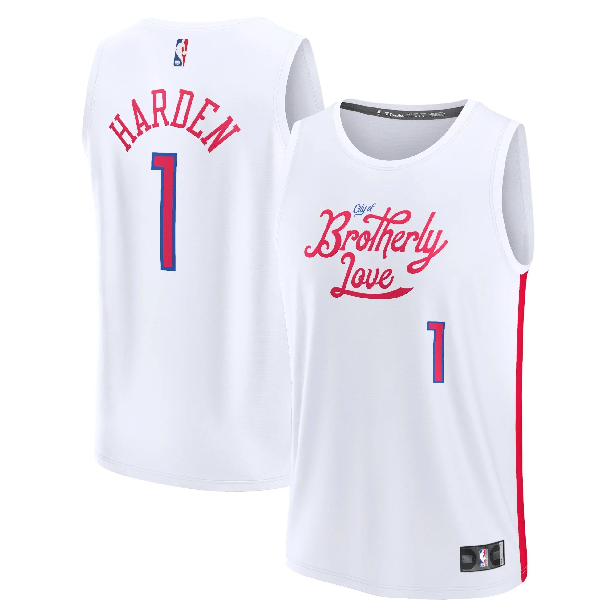 Youth Fanatics Branded James Harden White Philadelphia 76ers Fastbreak Jersey - City Edition