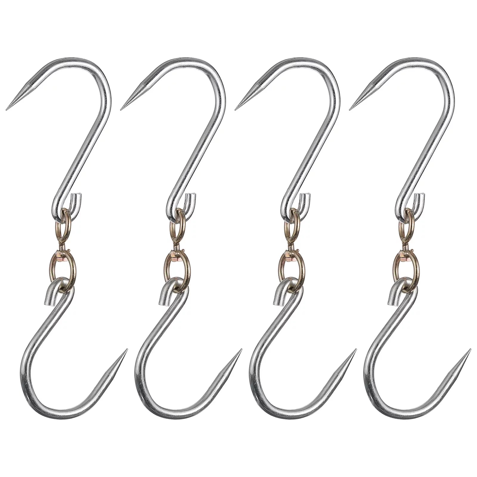 Uxcell 14.5'' Swivel Meat Hooks, 0.49'' Thickness Galvanized Processing Butcher Hook, 4 Pack