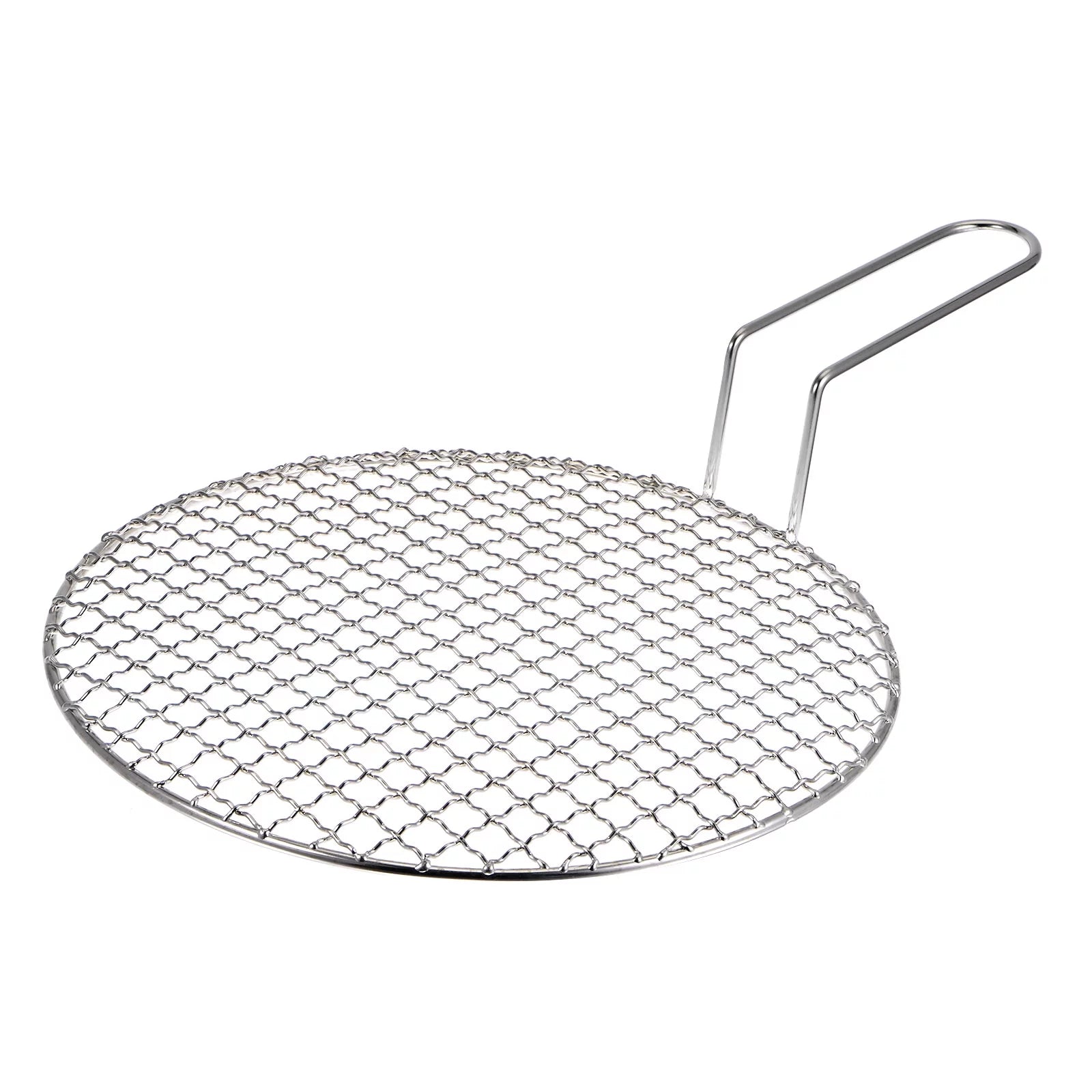 Uxcell Stainless Steel Grill, 10.2-inch Round Barbecue Net BBQ Grill Outdoor Grill Baking Wire Mesh Rack with Handle