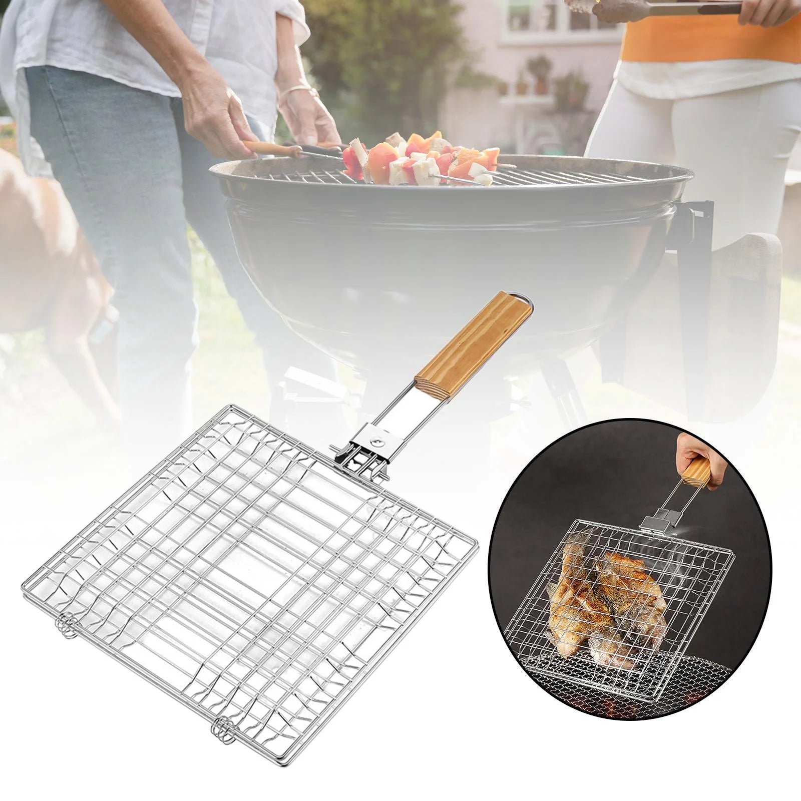 koolsoo BBQ Basket Grill Accessories Outdoor with Handle Nonstick Barbecue Rack for Grill es Grilling Basket for Vegetables Veggie