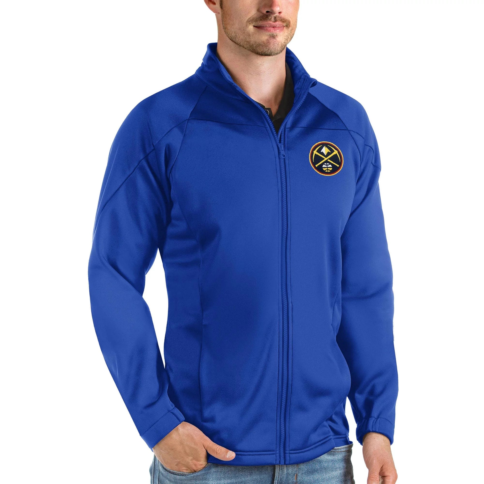 Men's Antigua Royal Denver Nuggets Links Full-Zip Golf Jacket