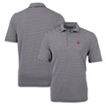 Men's Cutter & Buck Black Washington State Cougars Throwback Logo Virtue Eco Pique Stripe Recycled Polo