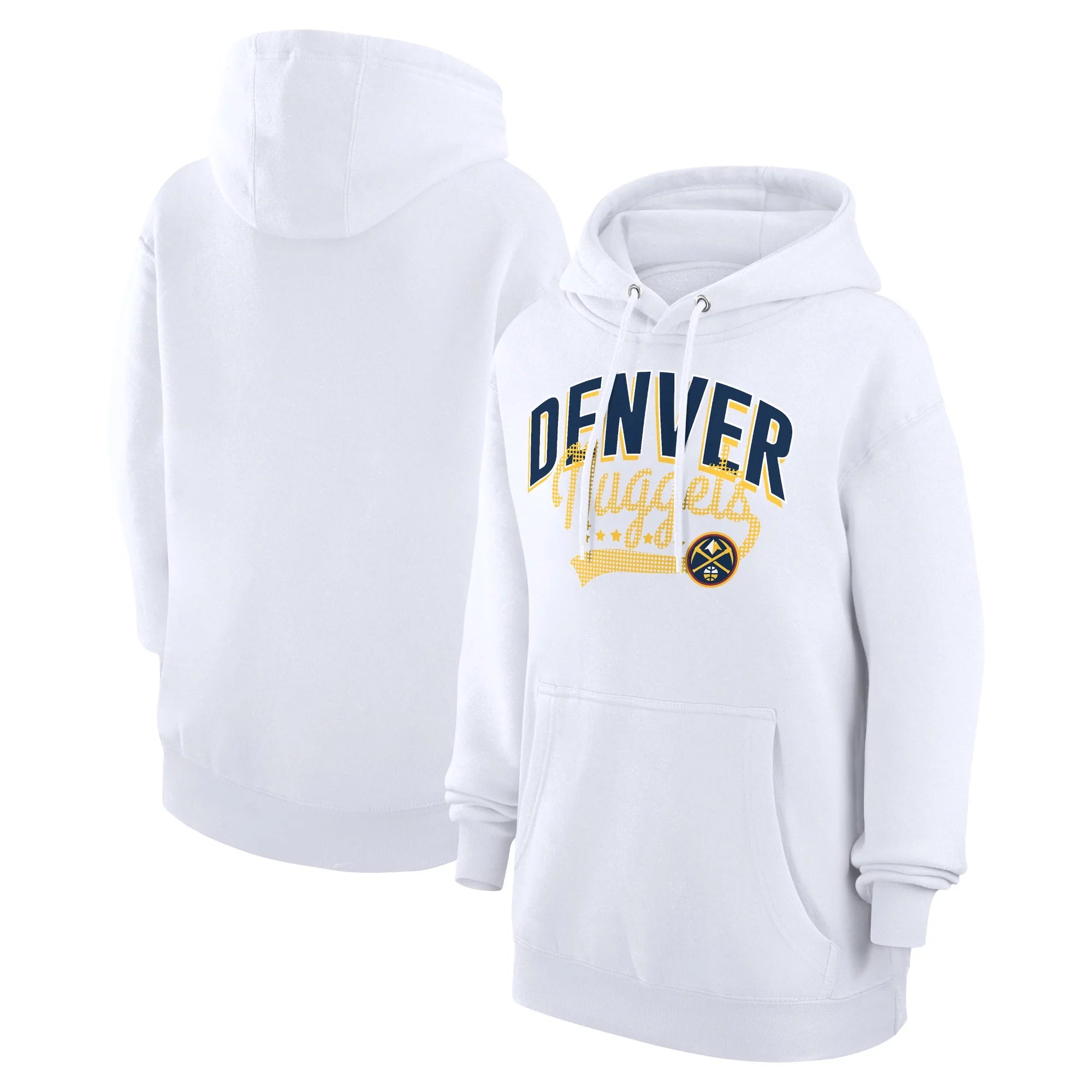 Women's G-III 4Her by Carl Banks  White Denver Nuggets Filigree Logo Pullover Hoodie