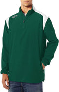 Rawlings Baseball Adult Men's Coaches Batting Practice Long Sleeve Quarter-Zip Jacket, Dark Green, Small