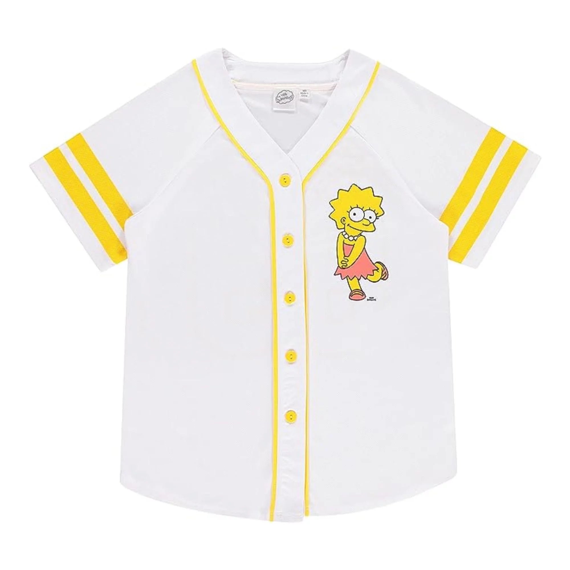 The Simpsons Ladies Baseball Jersey, Button Down Baseball Jersey Shirt White ¨C XS