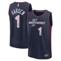Youth Fanatics Branded James Harden Navy Philadelphia 76ers Fast Break Jersey - City Edition