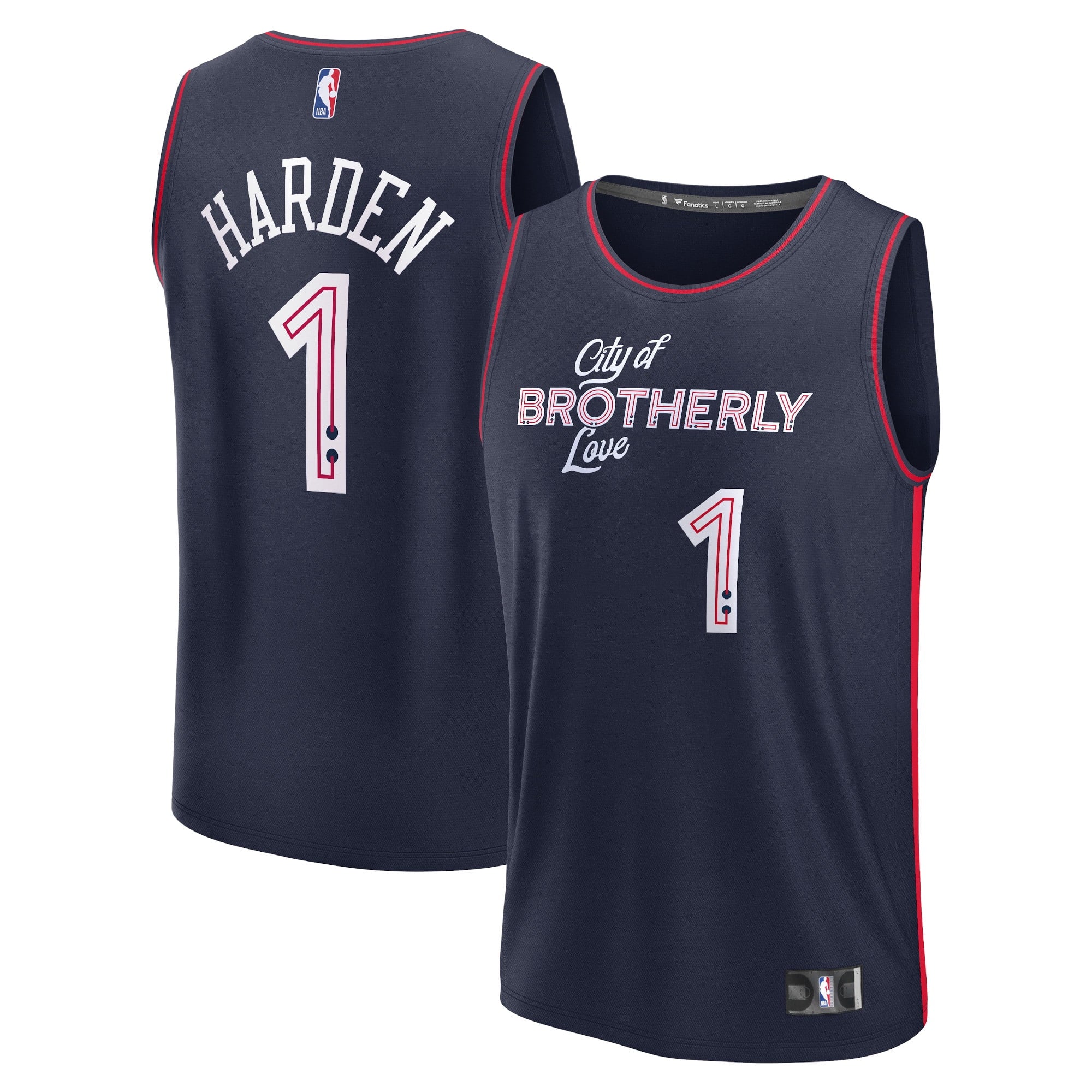 Youth Fanatics Branded James Harden Navy Philadelphia 76ers Fast Break Jersey - City Edition