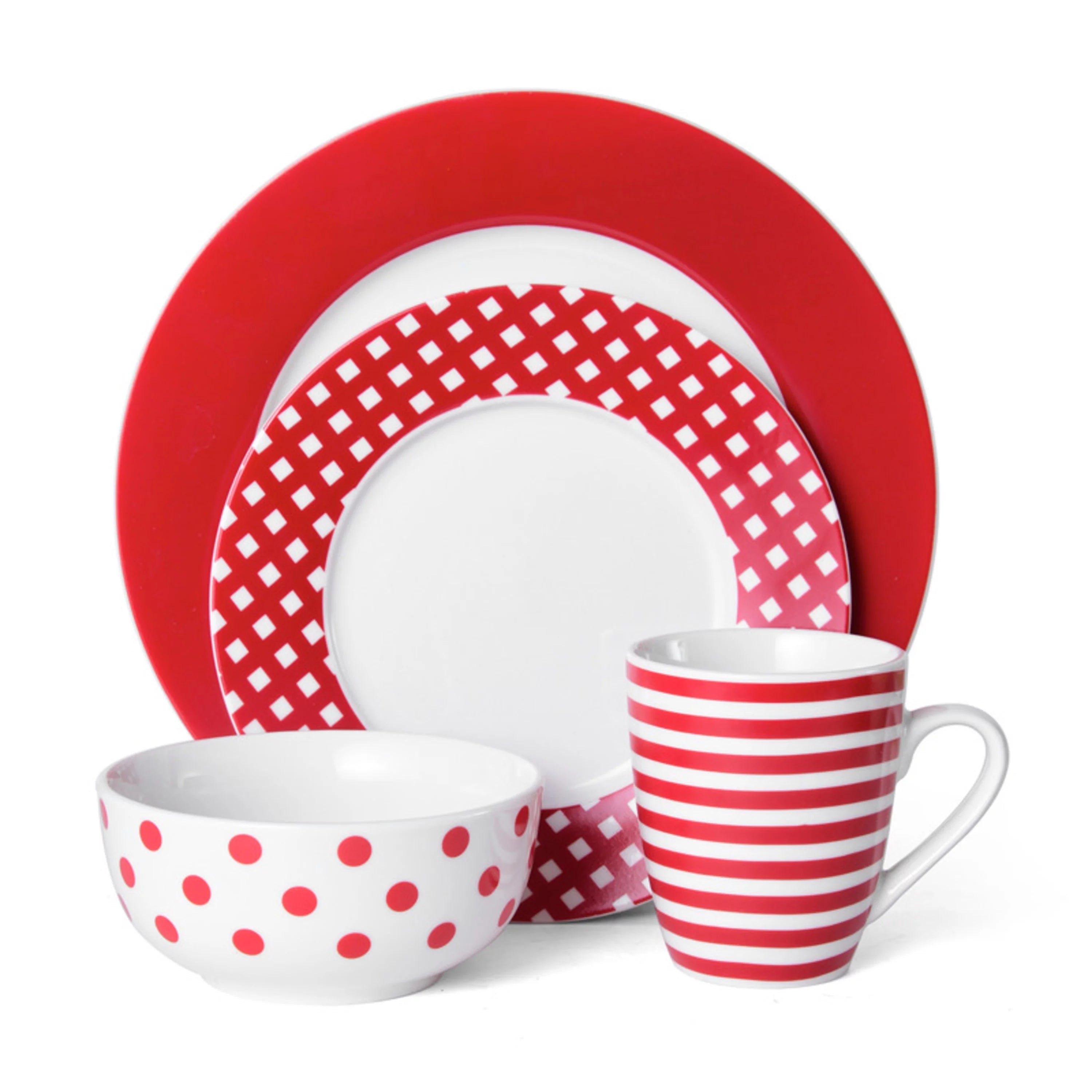 Pfaltzgraff? Kenna Red Porcelain 16-Piece Dinnerware