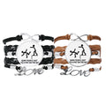 Tap Guide Back Art Deco Fashion Bracelet Hand Strap Leather Rope Wristband Double Set