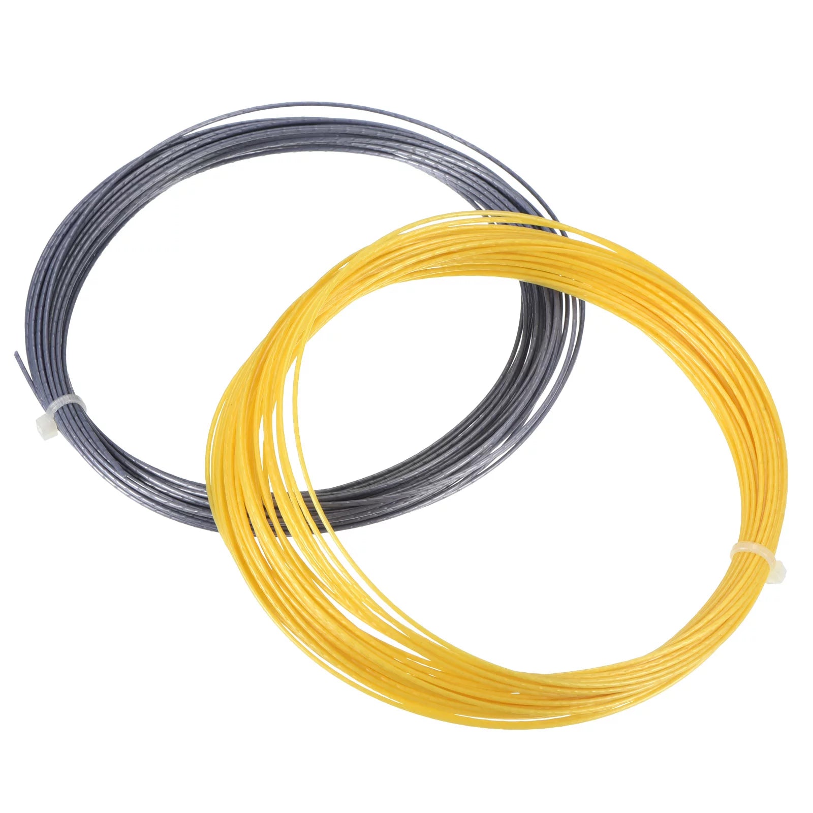 Uxcell 16L 39ft 1.25mm Concave Surface Tennis String Polyester Hard Thread, Yellow/Grey 2 Pack