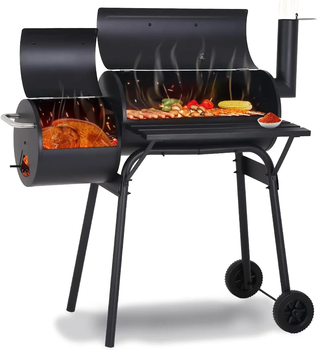Charcoal Grills Outdoor Barbecue Grill Portable BBQ Grill with Wheels for Backyard Camping Picnics
