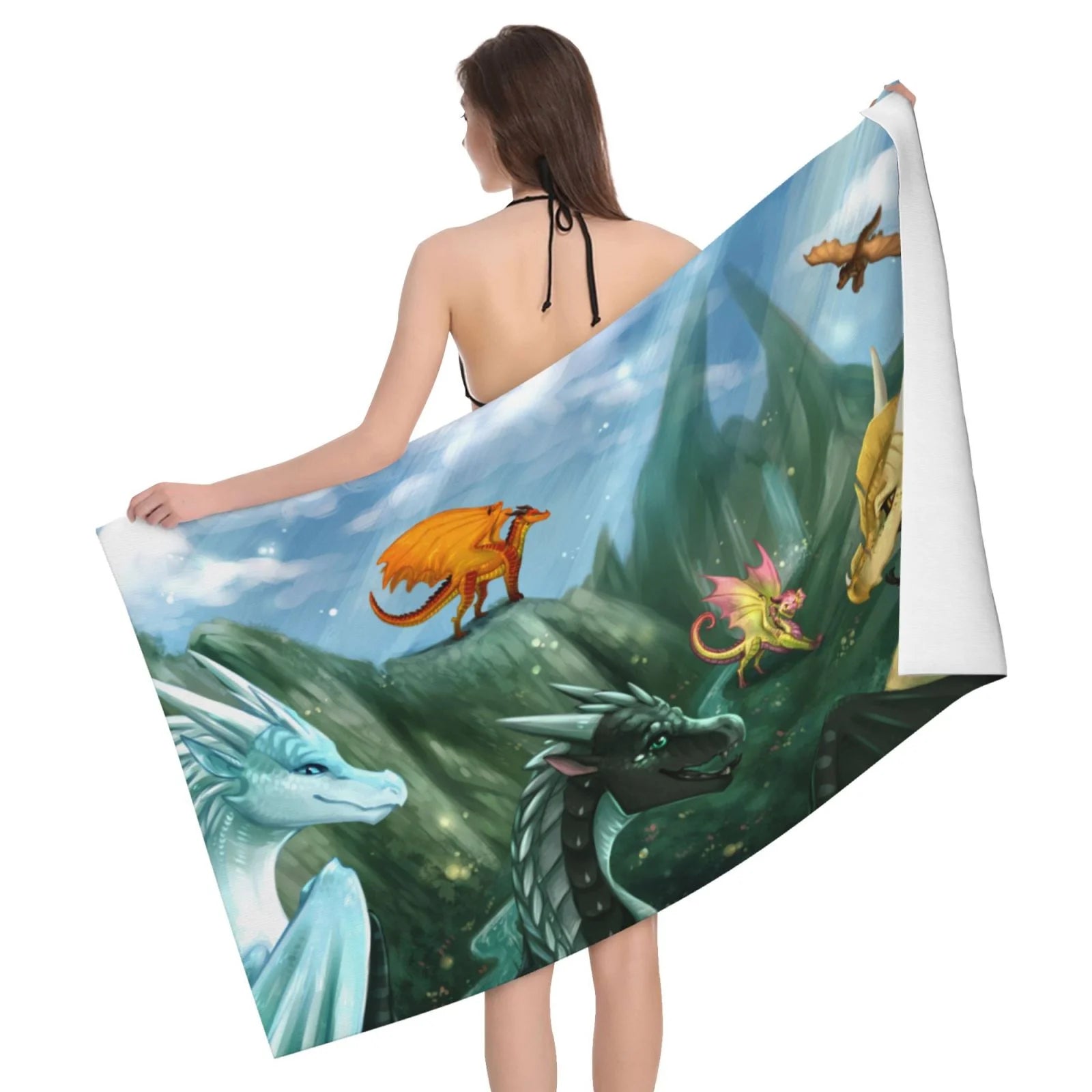 Cartoon Wings Of Fire Beach Towel Microfiber Soft Lightweight Absorbent Bath Towel For Bathroom Pool Swimming Gym Spa 52x32in