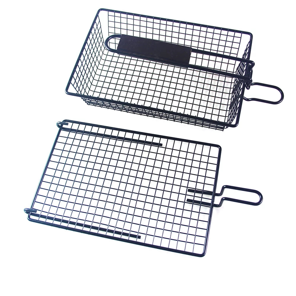 GoolRC Grill Basket,Metal Barbecue With Lid Metal Barbecue With Lid Handle Bbq Barbecue Bbq Barbecue Tool Nonstick Barbecue With Removeable Wooden Handle Bbq Mewmewcat Removeable Wooden Handle Buzhi
