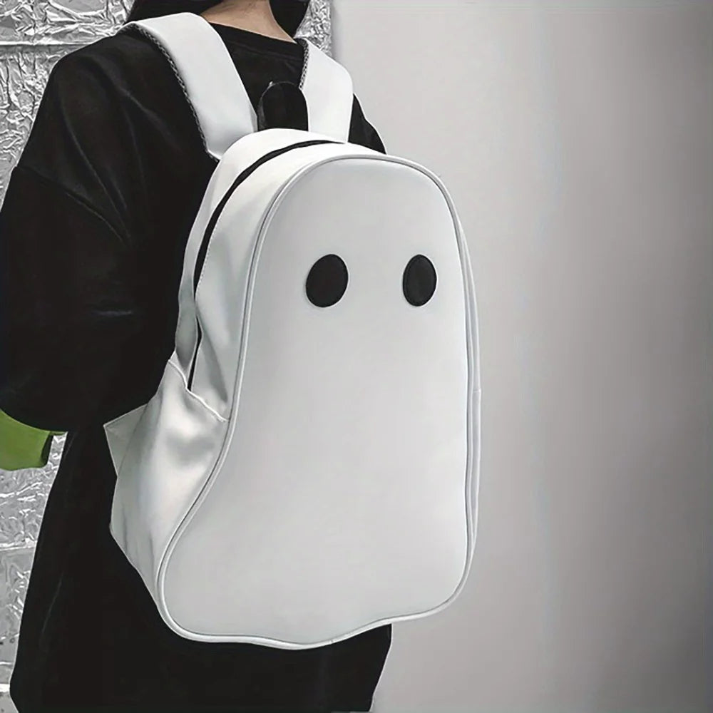 Cute Ghost Shaped Novelty Backpack, Kawaii Cartoon Preppy Back To School Daypack, Lovely Travel Knapsack For Halloween