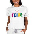 Women's Concepts Sport Oatmeal Texas Longhorns Tri-Blend Mainstream Terry Short Sleeve Sweatshirt Top