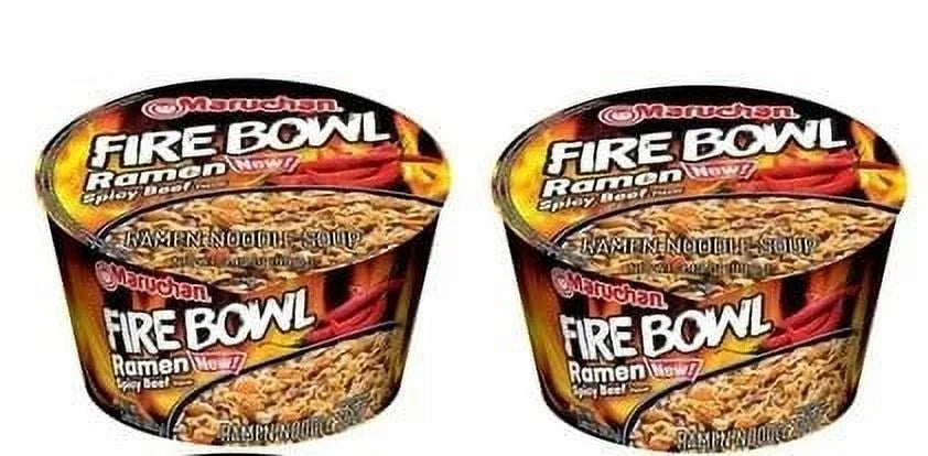 CGT Maruchan Fire Bowl Ramen Spicy Beef Noodle Soup Just Add Water Microwaveable Instant Japanese Home Style Noodles Easy to Prepare for Lunch Dinner School Snacks Meal On the Go 3.49 oz (Pack of 2)
