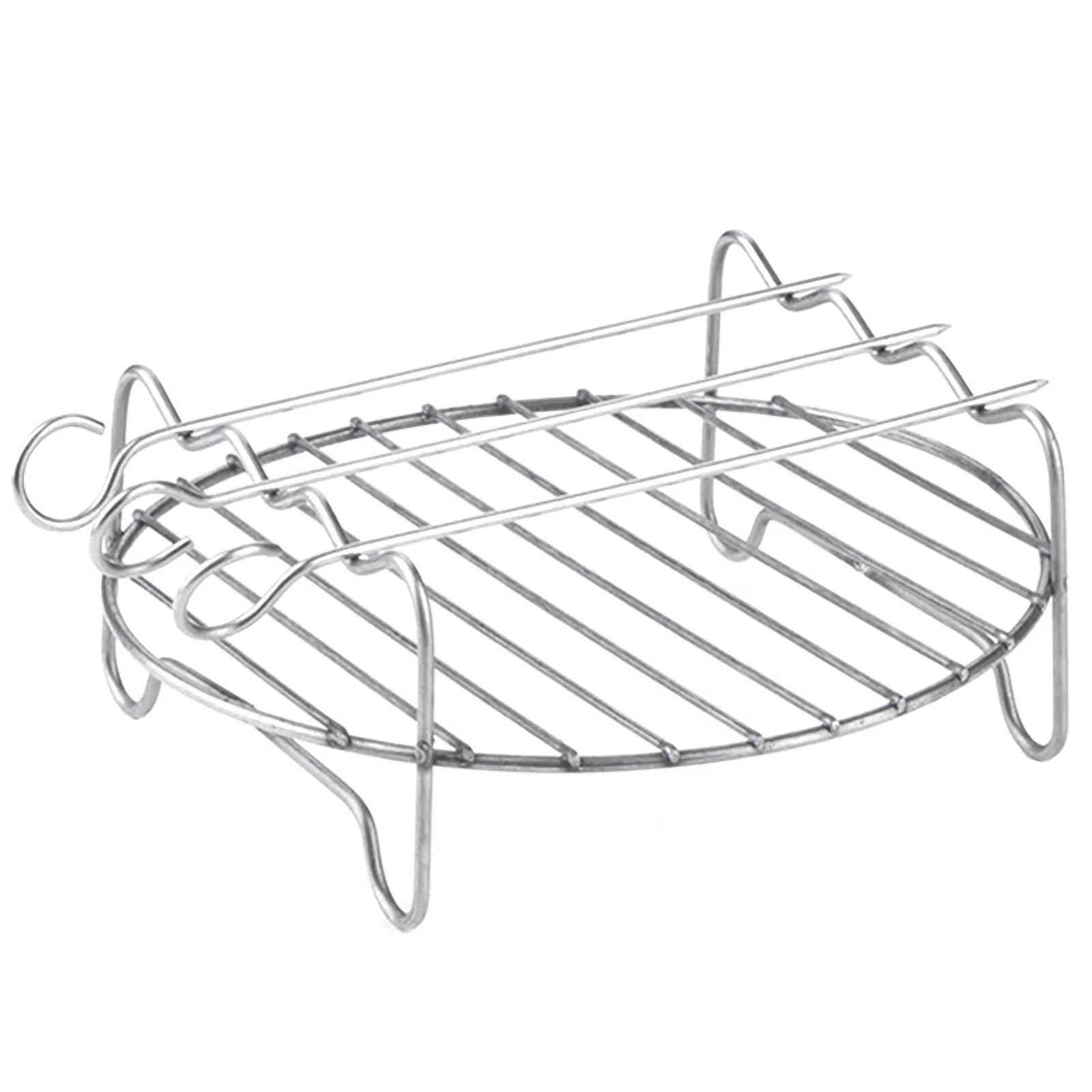 Airfryer Double Layer Rack Versatile Round Roasting Rack Grill Rack with Skewers