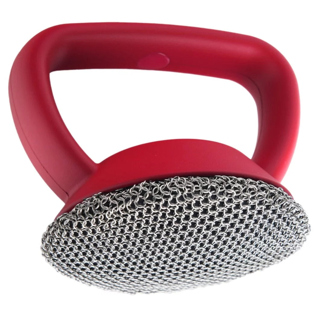 Chainmail Scrubber, Stainless Steel Chainmail Scrubber Brush with Handle for Cast Iron Pans, Kitchen Cleaning Brush for Cookware Frying Pans Bakeware Grills