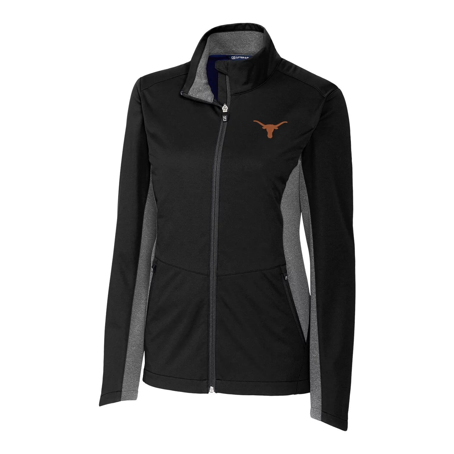 Women's Cutter & Buck Black Texas Longhorns Navigate Softshell Full-Zip Jacket