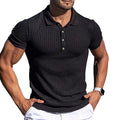 GLESTORE Polo Shirts for Men Casual Polo Shirts Short Sleeve Elastic Bar Black L