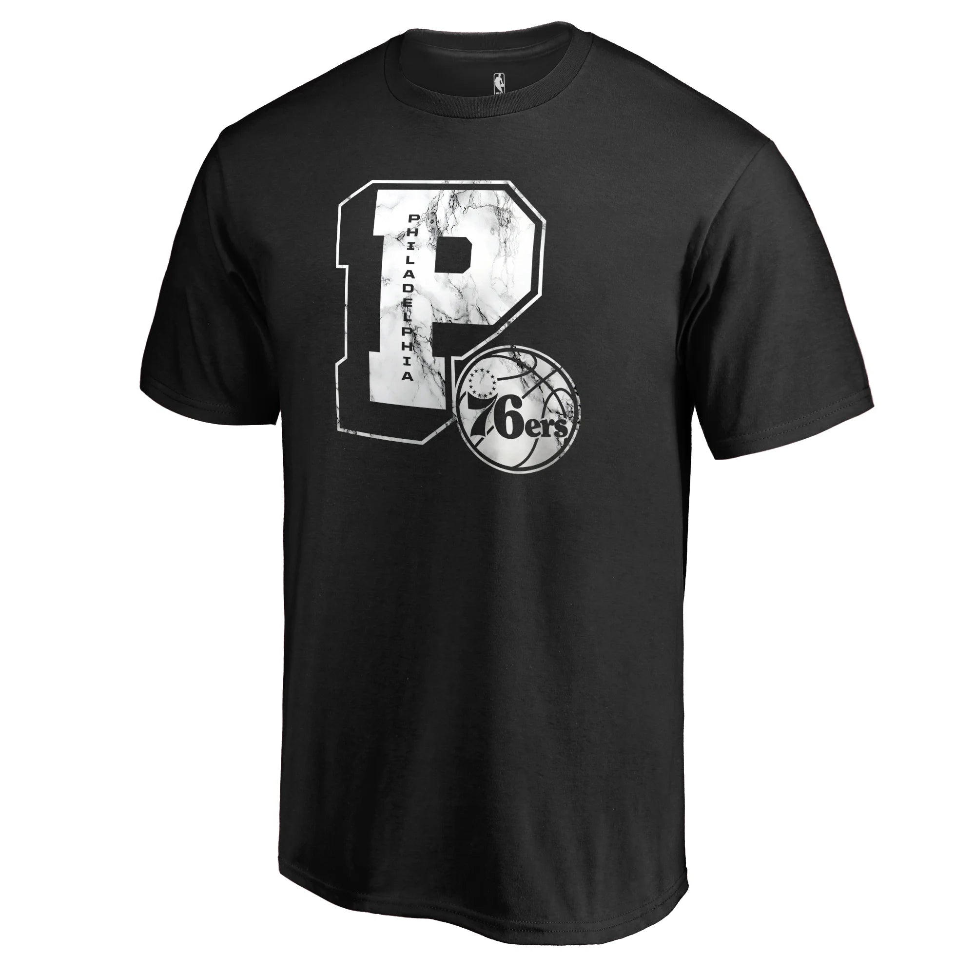 Men's Fanatics Branded Black Philadelphia 76ers Letterman T-Shirt