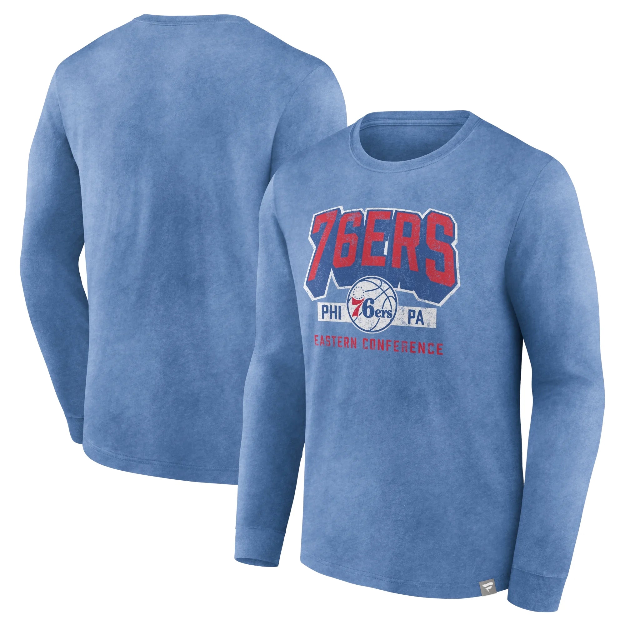 Men's Fanatics Branded Heather Royal Philadelphia 76ers Front Court Press Snow Wash Long Sleeve T-Shirt