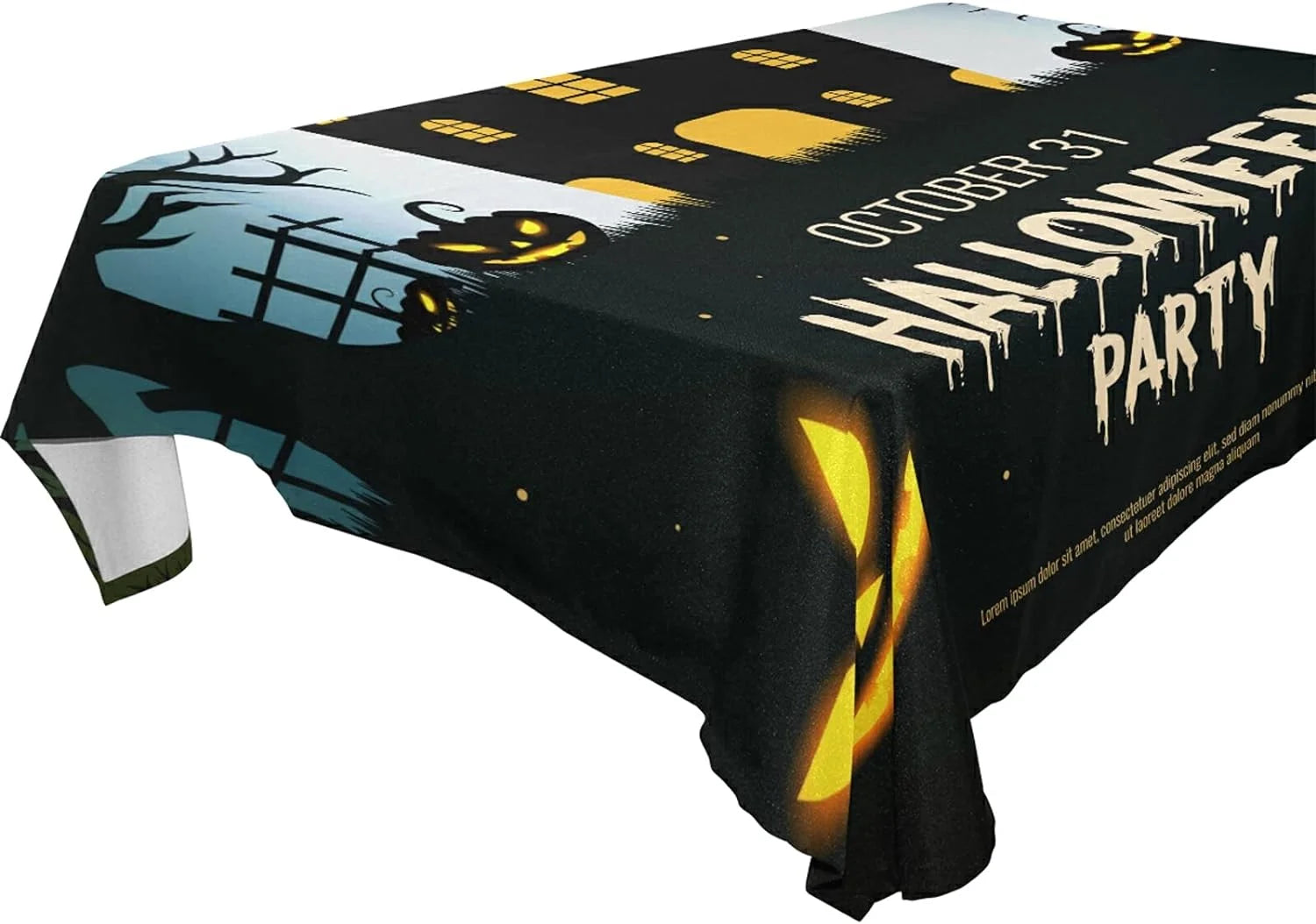 Wellsay Halloween Ghost Tablecloth Waterproof Washable Polyester Square Table Cover Durable Tablecloth for Kitchen Dining Table Party Decor (60 X 60 Inch)