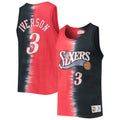 Men's Mitchell & Ness Allen Iverson Red/Black Philadelphia 76ers Hardwood Classics Tie-Dye Name & Number Tank Top