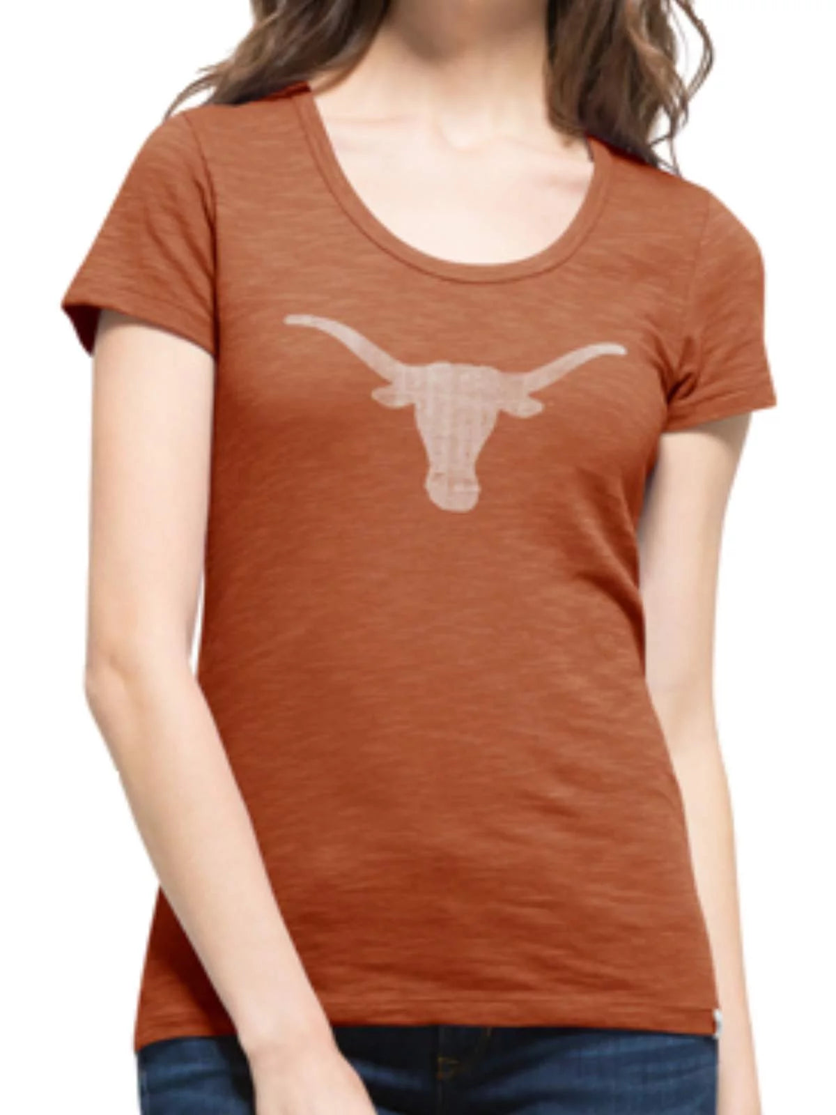 Texas Longhorns 47 Brand Women Orange Scoop Neck Scrum T-Shirt (S)