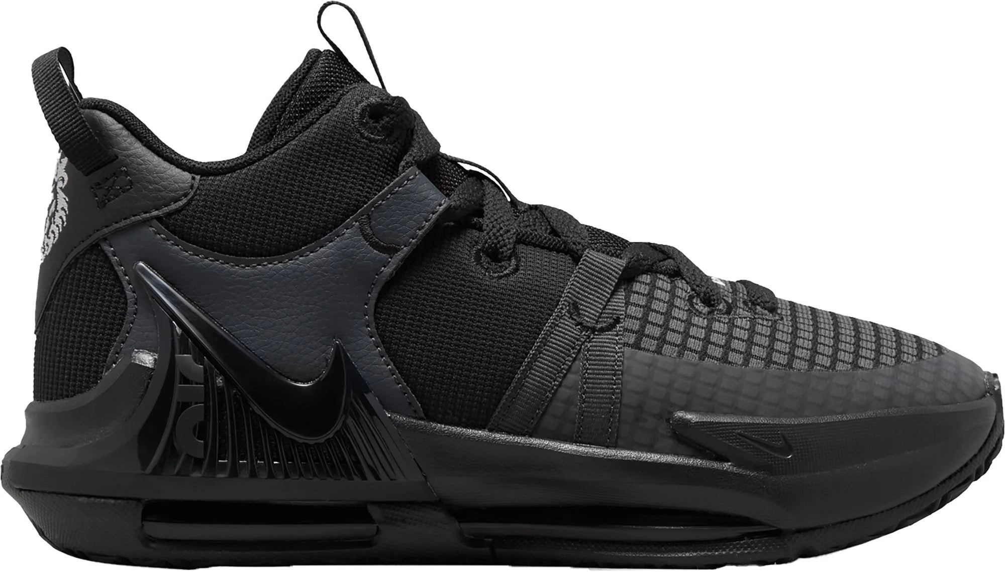 Nike Kids' Grade School Lebron Witness 7 Basketball Shoes (Black/White, 7, D)