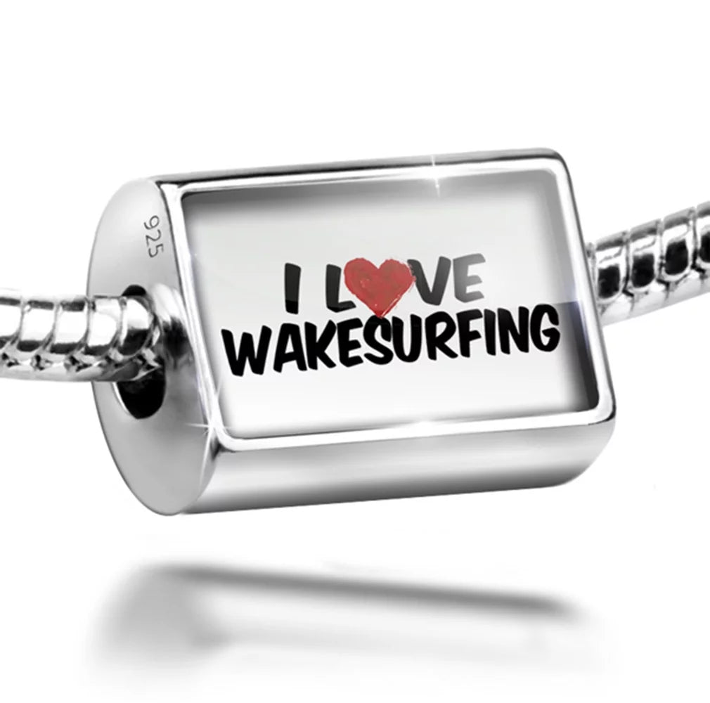 Neonblond Charm I Love Wakesurfing 925 Sterling Silver Bead