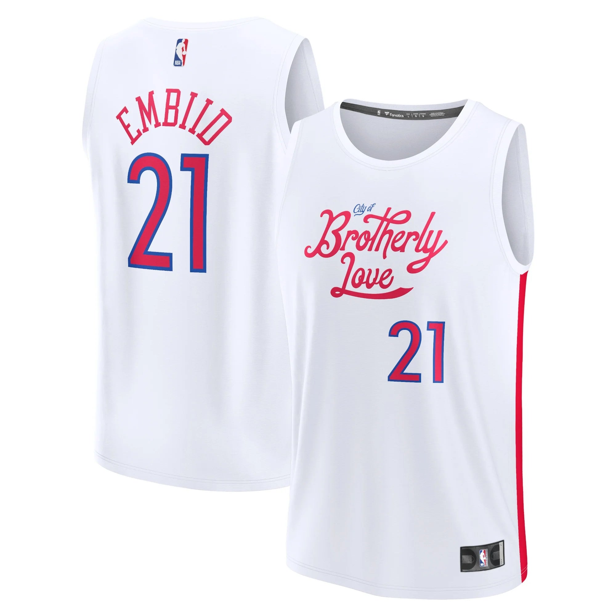 Men's Fanatics Branded Joel Embiid White Philadelphia 76ers Fastbreak Jersey - City Edition