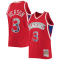 Men's Mitchell & Ness Allen Iverson Red Philadelphia 76ers 1996/97 Hardwood Classics NBA 75th Anniversary Diamond